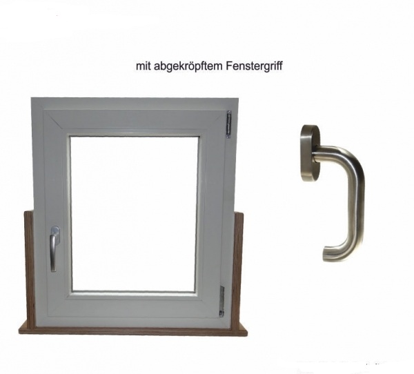 Musterfenster mit abgekröpftem Fenstergriff